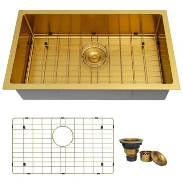 Imagem de Zeesink Pia de cozinha para trailer, pia de cozinha dourada, pia de cozinha de 70 x 40 cm, pias de cozinha de 18 cm de profundidade para trailer, pia de acampamento, pia de cozinha de aço inoxidável de tigela única