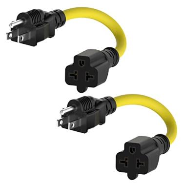 Imagem de ADCAUDX [Pacote Com 2] Cabo Adaptador De Tomada Ca Doméstica 1 Pé E 15 Amperes Para 20 Lâminas T 12 Awg Nema 5-15P 5-20R, 6-15R/20R Amperes, Extensão Resistente 125 V, 250 V