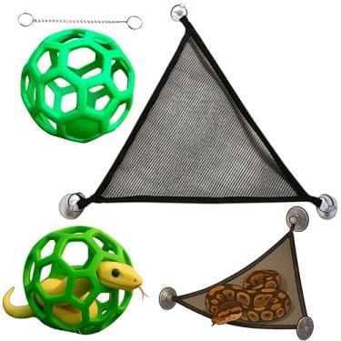 Imagem de Bola de brinquedos de enriquecimento de cobra com rede, rede de brinquedo de escalada para répteis, bola de atividade de brinquedos de enriquecimento de cobras pequenas com corrente, acessórios de