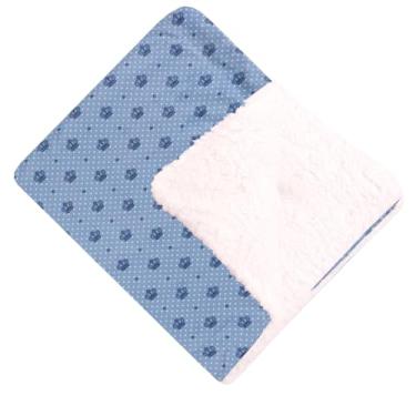 Imagem de Cobertor Para Bebê Estampado Dupla Face Manta Coroa Azul
