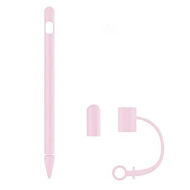Imagem de siduater Capa de silicone para Apple Pencil 1ª geração, capa de caneta ultraleve acessórios macios e protetores para iPad Pencil com 2 pontas de capa, 1 cabo adaptador de cabo, rosa