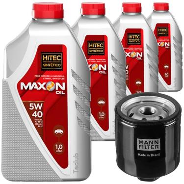 Imagem de 4 Óleo Sintético 5W40 Maxon e Filtro Óleo MANN-FILTER Fox