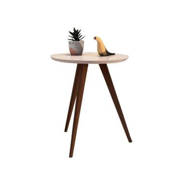 Imagem de Mesa Lateral de Canto Pé Palito Off White 50cm