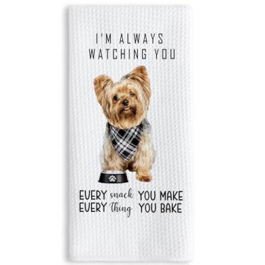 Imagem de TNUW Toalhas de cozinha engraçadas Yorkshire Terrier 40 x 61 cm, presentes Yorkshire Terrier para mulheres, toalhas de prato de chá para cozinha, presentes Yorkie Toalha de mão decorativa