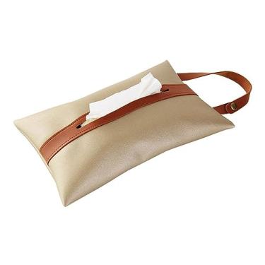 Imagem de Capa de caixa de lenços de papel para pendurar em couro PU para assento de carro, capa de saco de armazenamento de vaso sanitário, suporte de papel (dourado)