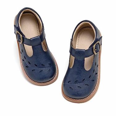 Imagem de Otter MOMO Sapato social infantil Mary Jane sem cadarço para meninas, D758-azul-marinho, 16