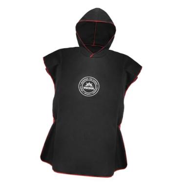 Imagem de Dynwave Toalha de banho de microfibra absorvente para crianças com capuz, poncho de natação multifuncional, roupa de mergulho, Preto