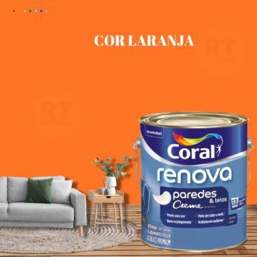 Imagem de Tinta Para Parede Acrílica Coral Renova Cor Laranja 3,2l Lavável Premi