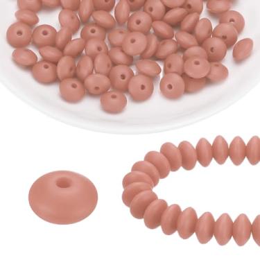Imagem de HARFINGTON 100 contas de silicone 12 mm contas focais de borracha de lentilha a granel para canetas, chaveiro, pulseira, colar, faça você mesmo, rosa macio
