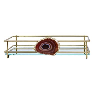 Imagem de Bandeja Hara Fence Ágata Dourada 15X25 Cm Cor:Marrom
