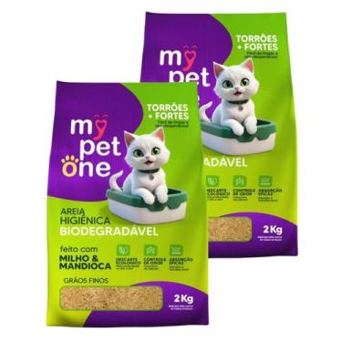 Imagem de Kit 2 Areia Biodegradável Bio Gold Fina MyPetOne - 2Kg