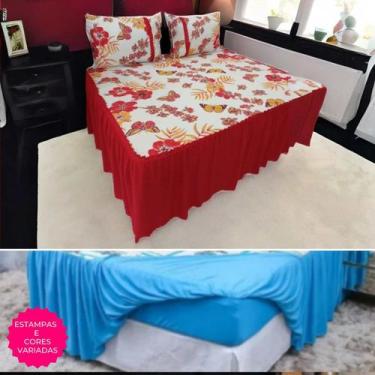 Imagem de Kit 2 Lençol Colcha Super king Malha 3 Pçs Estampas Sortidas - Tudodic