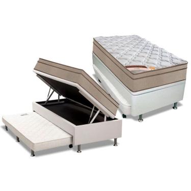 Imagem de Cama Box Baú C/Auxiliar Solteiro: Colchão Molas Castor Bonnel Revolution + Base Black(88X188)