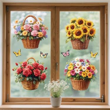 Imagem de Peacoblue Adesivo adesivo adesivo de janela estática dupla face para janelas de carro de vidro grandes, 1 folha, gatinho fofo, 120 x 30 cm, à prova d'água, removível para decoração de sala de aula