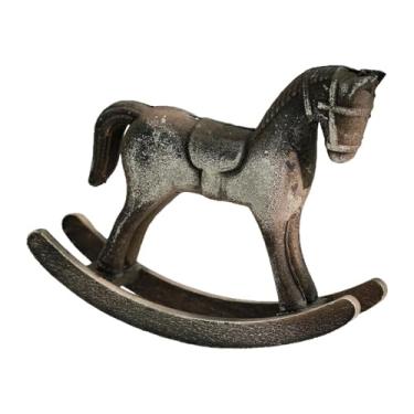 Imagem de Generic Ornamento de cavalo de balanço, artesanato, decoração decorativa para casa, escultura de madeira, estatueta para armário, mesa, balcão, peça central, Preto