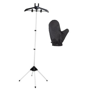Imagem de Fenteer Cabide para passar a vapor, suporte portátil para passar roupas, prático, 84-160 cm, altura ajustável, cabide para máquina de, Preto