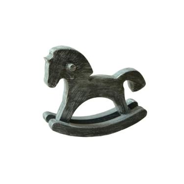 Imagem de IEUDNS Cavalo de balanço de madeira, decoração de mesa, decoração criativa, artesanato exclusivo, minimalista, coleção de souvenirs, estátua de cavalo, Azul Acinzentado