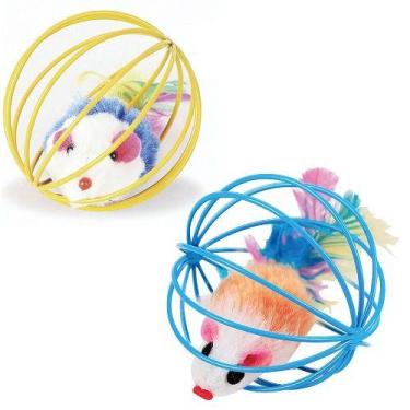 Imagem de Brinquedo para gato bola com rato 6cm - FLUFFIE