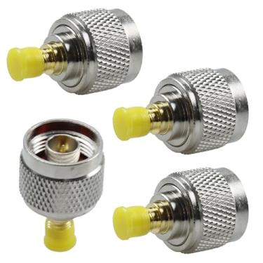 Imagem de Runseaway Adaptador coaxial RF macho N para SMA fêmea 4 peças, conector coaxial N para SMA para cabo de extensão de antena Wi-Fi, conectores coaxiais para transmissão de sinal confiável
