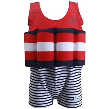 Imagem de Roupa de banho flutuante para bebês, infantil, flutuante, peça única, para meninas e meninos, vermelho, 6 a 7 anos