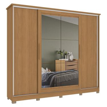 Imagem de Guarda-Roupa Casal 4 Portas de Correr 4 Gavetas Espelho Ambar Flex Kappesberg