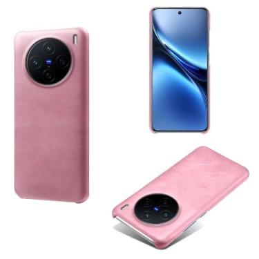 Imagem de Capa para vivo X200 Pro 5G,Proteção contra quedas,Casca de volta de cor sólida simples,Design de couro de imitação de plástico-Pink