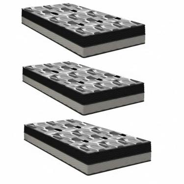 Imagem de Kit 3 Colchões Solteiro Ortobom Iso Dupla Face 88x188x20cm Cinza/Preto