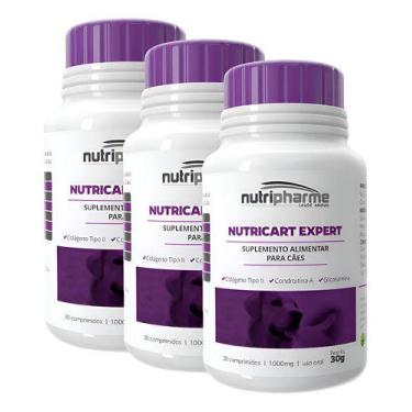 Imagem de 3 Nutricart Expert 1000 Mg Suplemento Cão Cães 90 Cp Kit - Nutripharme