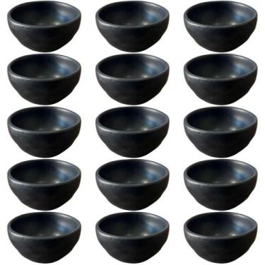 Imagem de Kit 15 Ramequins Molheira 50ml Cerâmica Orgânico Preto Buffet Restaura