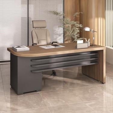 Imagem de Mesa para Escritório em Tamburato 50mm com 4 Gavetas e Chave Lado Direito - Artany Nogal com Preto