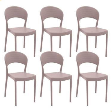 Imagem de Kit 6 Cadeiras Tramontina Sissi Em Polipropileno e Fibra De Vidro Fechada Camurça 92046421