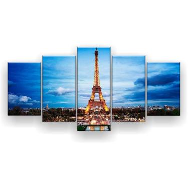 Imagem de Quadro Decorativo Torre Eiffel Paris 129x61 5 Peças