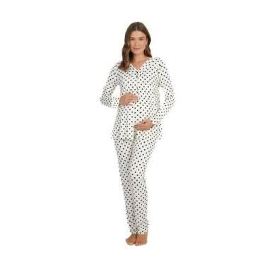 Imagem de Pijama Trio Maternidade Visco Poá 255143 - Lilly  By Podiun Sleepwear,