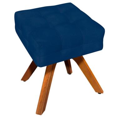 Imagem de Puff Decorativo Base Giratória Karen Suede Azul Marinho - Gran Belo