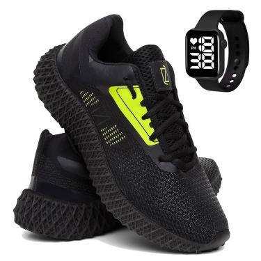 Imagem de Tênis Masculino de Corrida e Academia Super Leve e Confortável e Relógio-Masculino