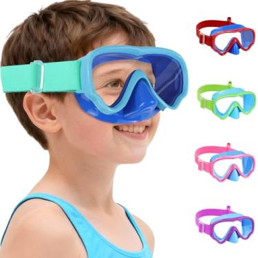 Imagem de Vvinca Óculos De Natação Infantis Com Proteção Nasal, Máscara De Mergulho Com Snorkel, Tira De Tecido, Antiembaçante, Lentes Anti-Quebra, Óculos Para Crianças De 3 A 15 Anos
