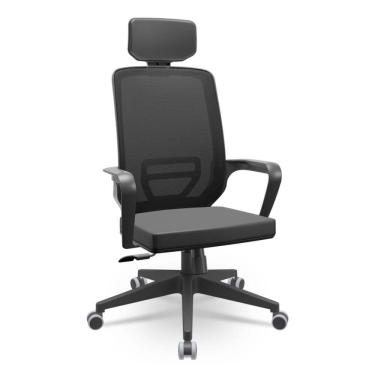 Imagem de Cadeira Adrix Presidente Relax System Vinil Preto Apoio De Cabeça - Plaxmetal