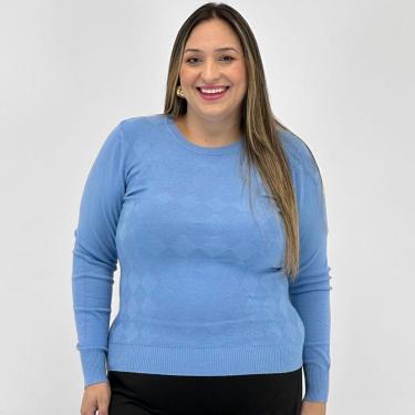 Imagem de Blusa Dunialin de Lã Plus Size Gola redonda Feminina-Feminino