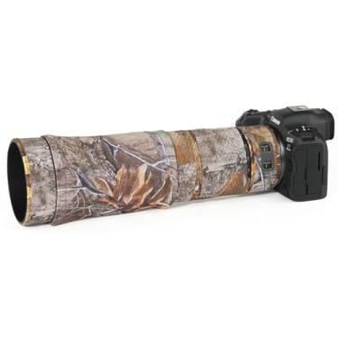 Imagem de CHASING BIRDS O revestimento de lente impermeável camuflagem para Canon RF 100-400 mm F5.6-8 é uma capa protetora de lente USM à prova de chuva (camuflagem de árvore amarela, com extensor RF 2X)