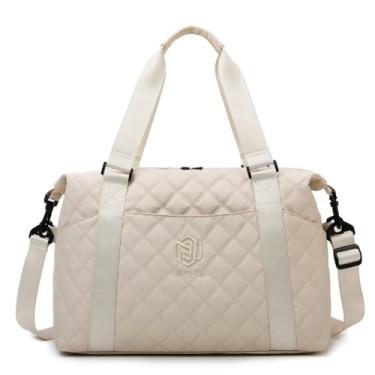 Imagem de Bolsa Feminina Grande Para Viagem De Bordo Bagagem Academia Esportiva Resistente Com Alça De Mão Ombro Blogueira Executiva - ZAFIN (Bege)