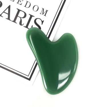 Imagem de Ferramenta Gua Sha em forma de coração - Placa de raspagem de resina para terapia de massagem facial, pescoço e corpo inteiro - Acessório leve e portátil para cuidados com a pele (verde)