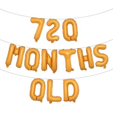 Imagem de Banner de balão multicolorido com glitter de 720 meses - Decorações engraçadas de aniversário de 60 anos e festas de aniversário (laranja de 720 meses)