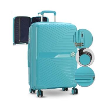 Imagem de Mala de Viagem Polo King em Polipropileno, Zíper Expansível com Cadeado (Azul, Grande)