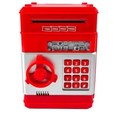 Imagem de Cofrinho Eletrônico Digital Infantil, Cofre com Senha Numérica, Vermelho, com Display LED e Teclado, Brinquedo Educativo para Crianças