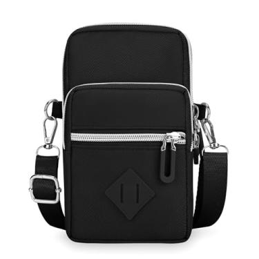 Imagem de Bolsa transversal pequena para mulheres - Mini bolsas de telefone com alça transversal e carteira - bolsa de braço de nylon, Preto, Simplicidade