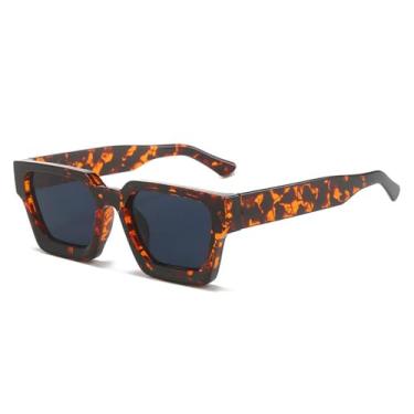Imagem de Óculos de Sol Feminino Candy Color com Lentes Degradê e Proteção UV400, Estilo Punk, para Esportes ao Ar Livre, Corrida e Ciclismo, Estampa de Leopardo Cinza