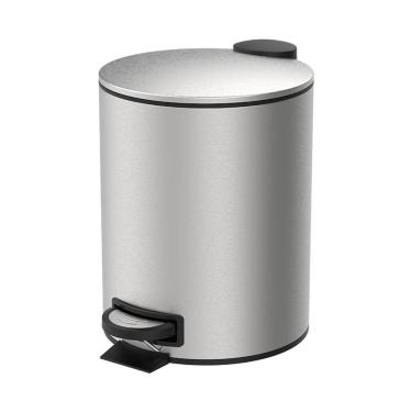 Imagem de Lixeira Com Pedal E Balde 5l Aço Inoxidável Escovado Linha Spin Brinox Aço Inoxidável