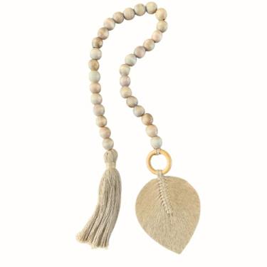 Imagem de Colar de Mesa Decorativo em Madeira e Macramê Adordo Enfeite Home Decor - 1m | Estilo Boho Chic | Bege