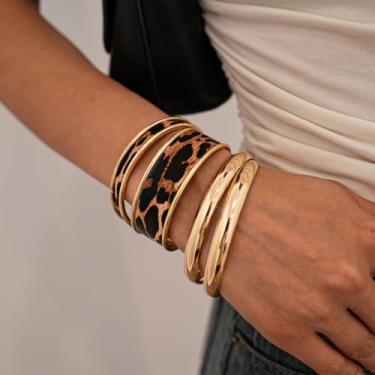 Imagem de Pulseira feminina com nó de punho de ouro, não manchada, banhada a ouro, moderna, com estampa de leopardo, conjunto de joias para mulheres