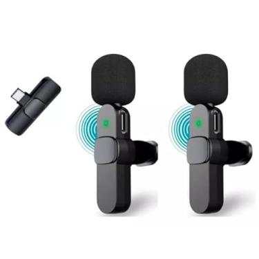 Imagem de Microfone Lapela Celular Sem Fio Duplo Tipo C